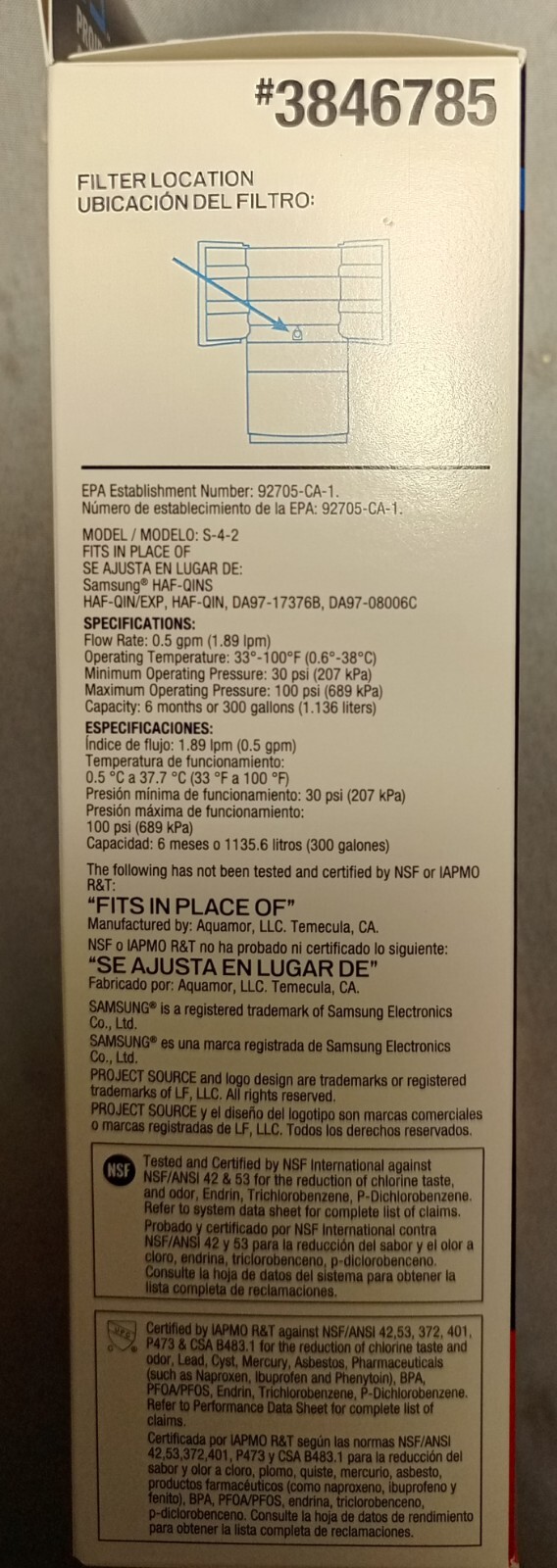 Project Source 3846785 Refrigerator Water Filter 4 Pack (2 Packs Of 2)