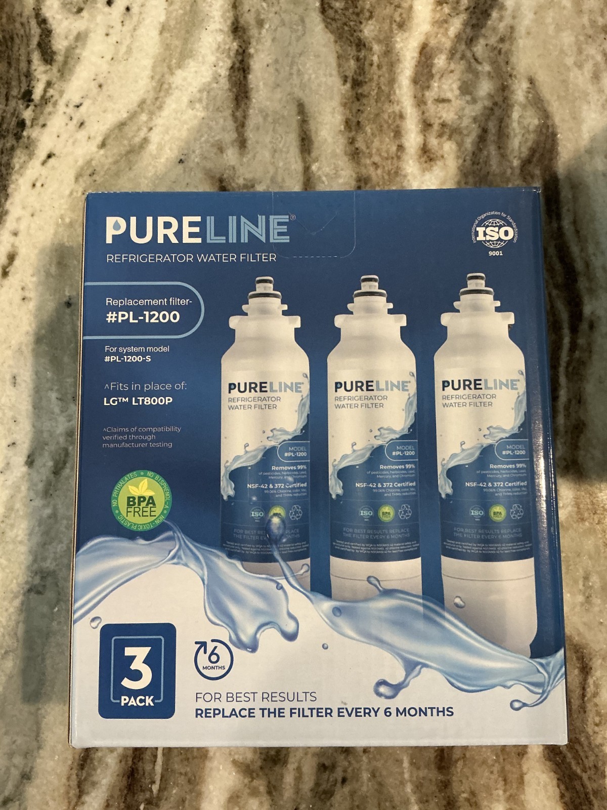 Pureline #PL-1200 Water Filter (2 Count) New in Plastic LG-LT800P