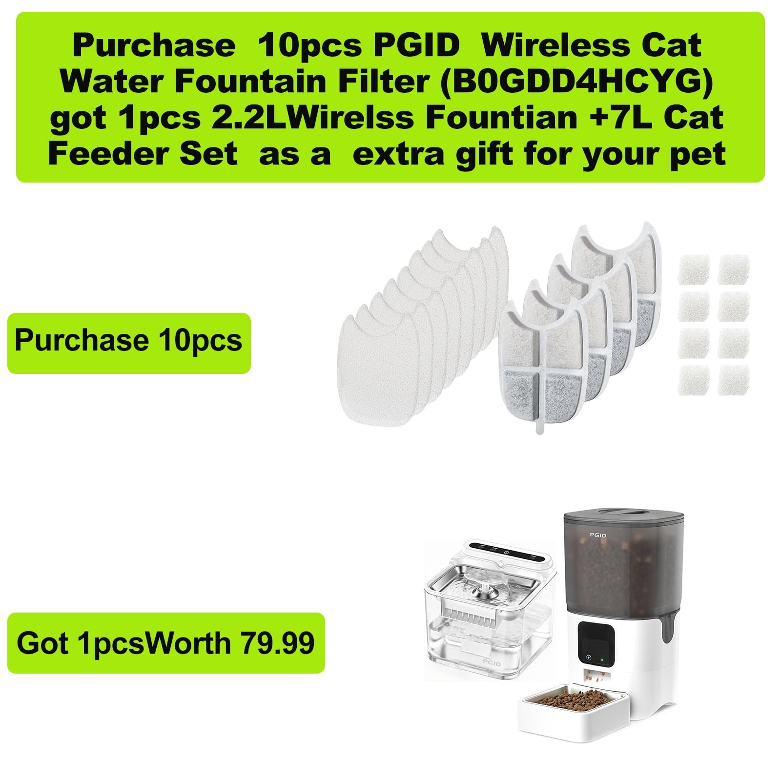 Replacement Filters and 4 Packs Sponges for 152oz/4.5L Cordless Cat Water Fou…