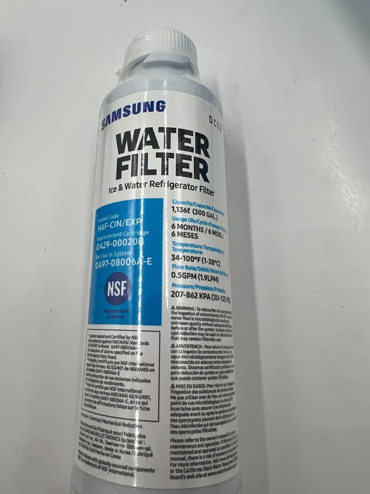 Samsung Genuine OEM Refrigerator Water Filter HAF-CIN/EXP DA29-00020B