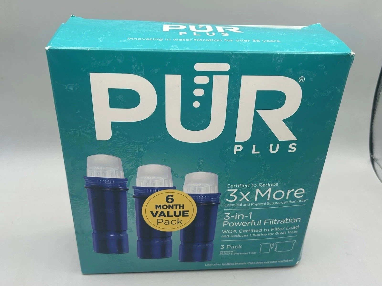 PUR PPF951K3 Lead Reduction Water Pitcher Replacement Filter – 3 Pack
