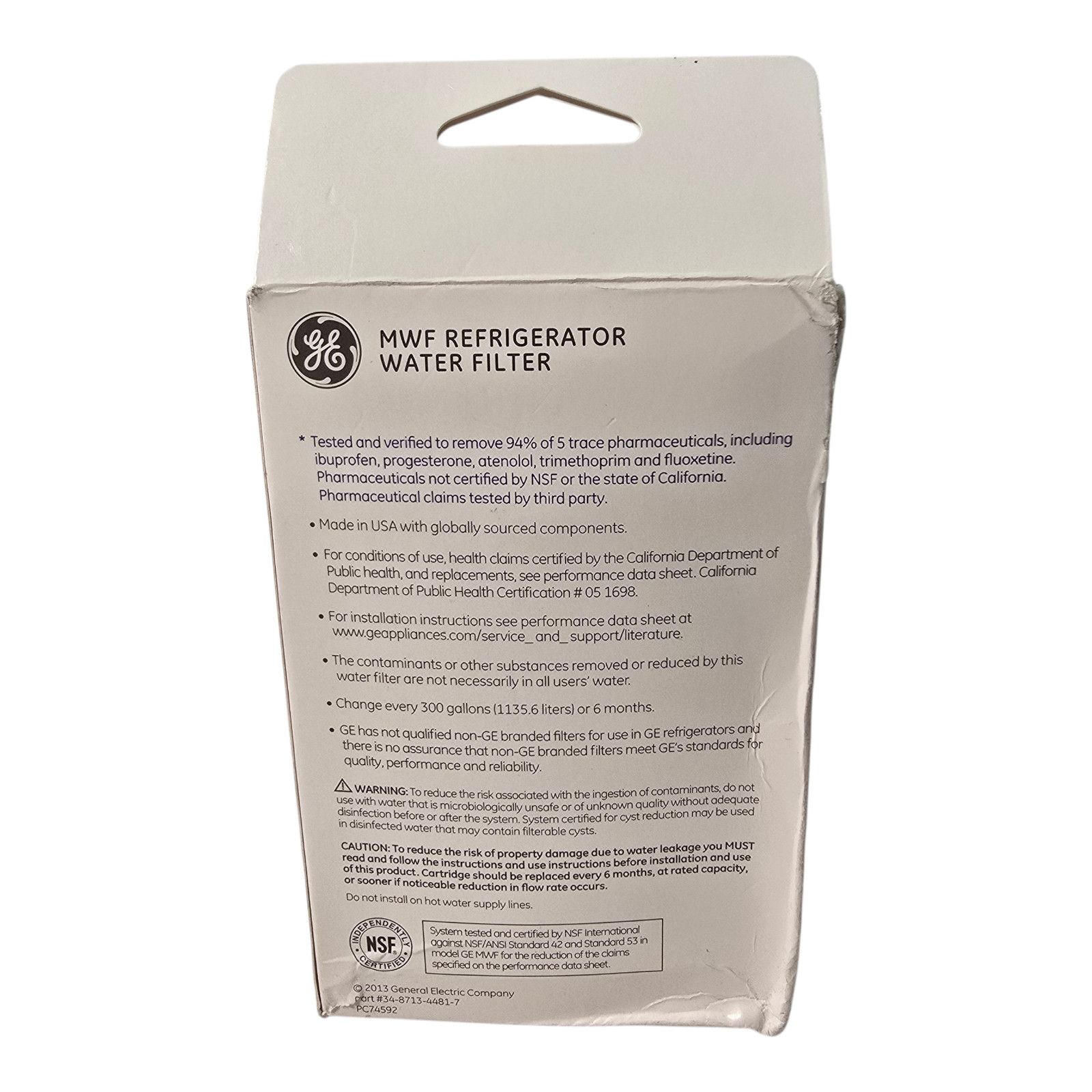 1 Pack Genuine GE Appliances MWF 46-991 Smartwater Refrigerator Water Filter