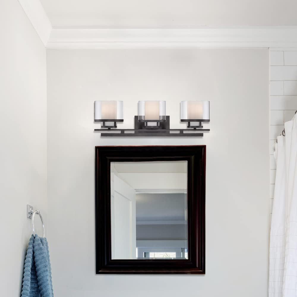 Biscayne Bronze 3-Light Vanity Fixture – Modern Fusion Design 24.25