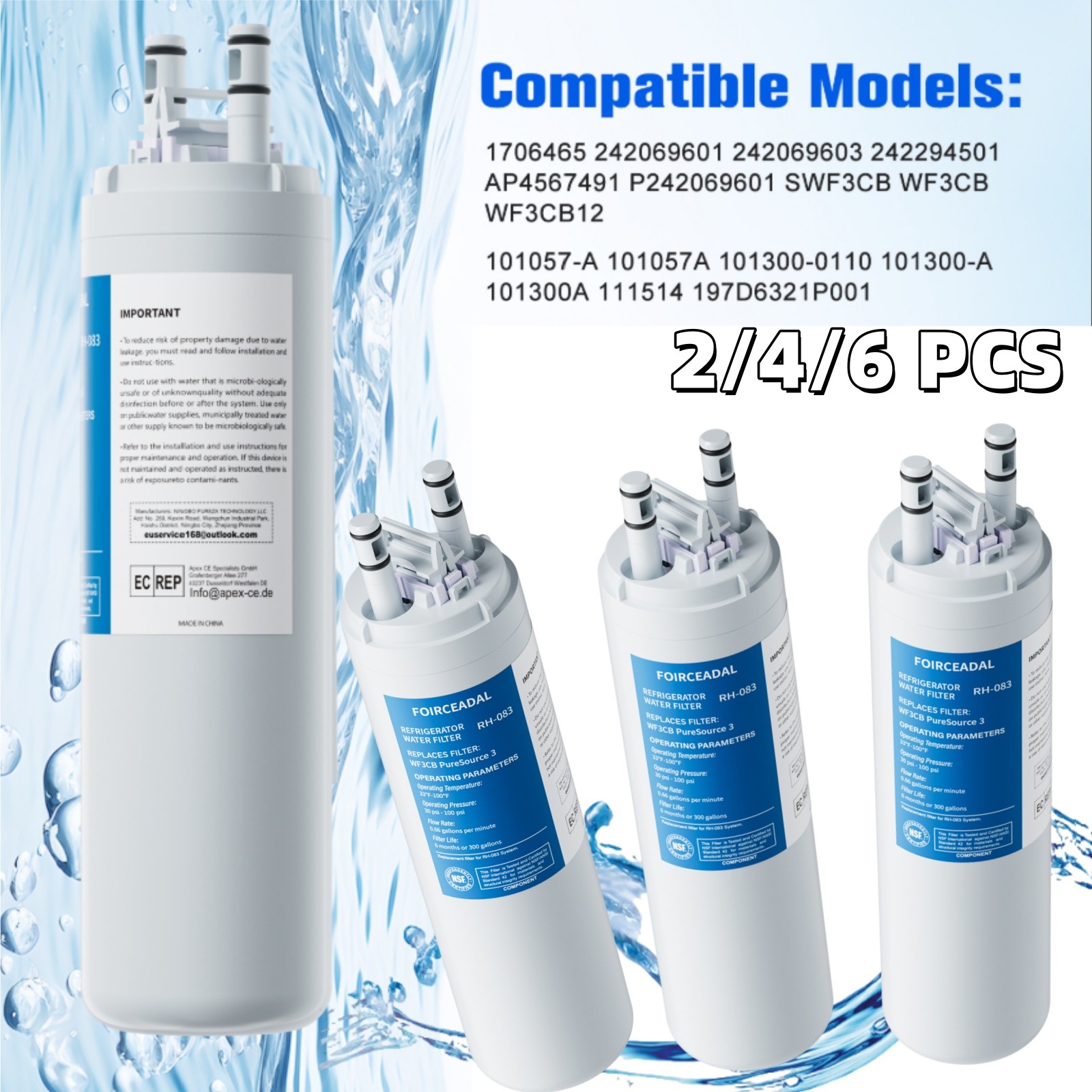 2/4PACK For Frigidaire WF3CB Refrigerator PureSource 3 Water & Ice Filter, NEW
