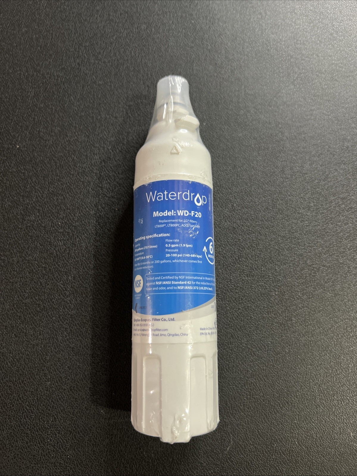WaterDrop WD-F20 LG Refrigerator Water Filter for LT800P LT800PC ADQ73613401