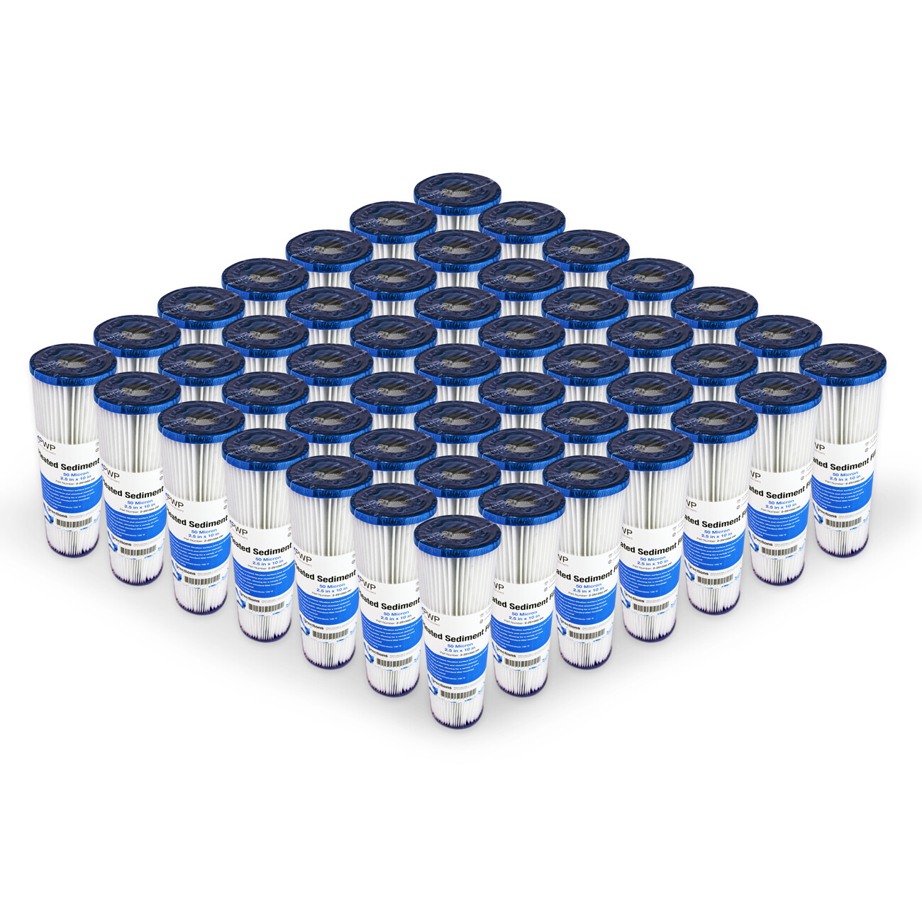 Pleated Poly Sediment Water Filter Cartridge Standard 2.5×10″ 20 Micron 50 Pack
