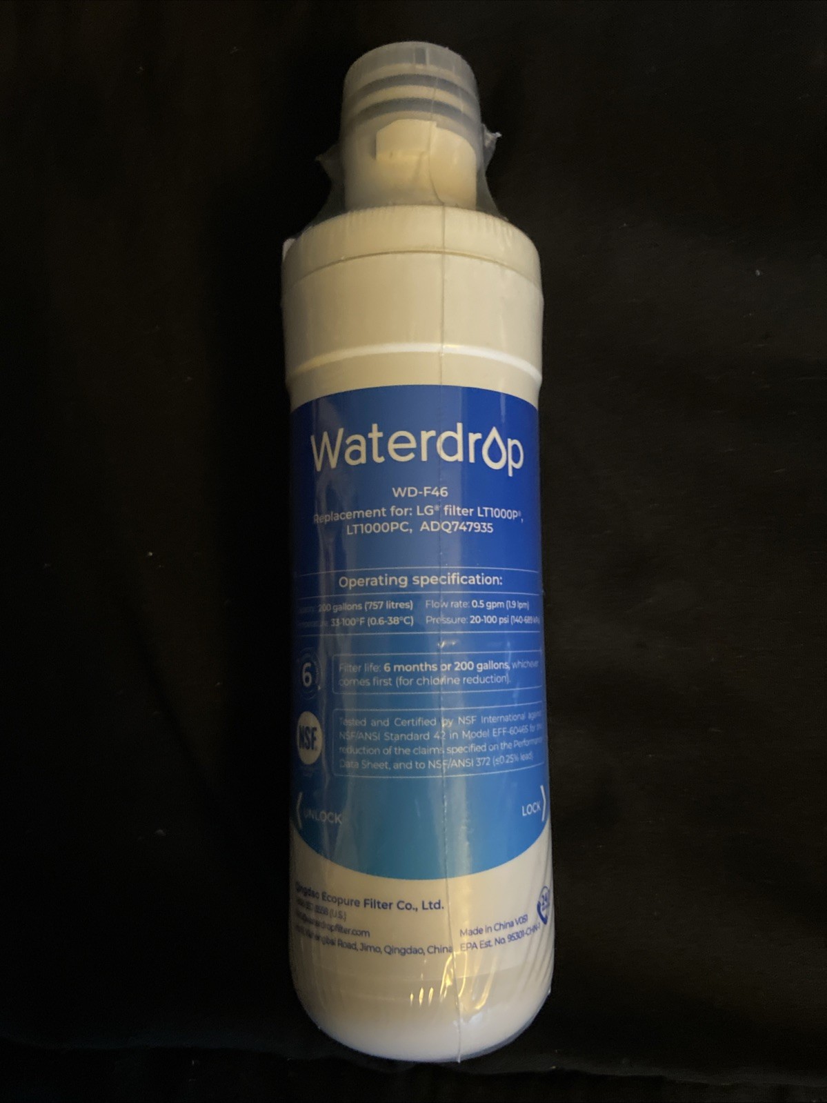 Waterdrop Model WD-F46 Refrigerator Water Filter Replacement