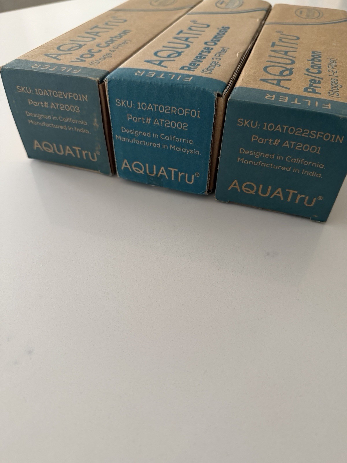 AquaTru Stage 1-4 Filter Set Of 3 Pre/Carbon Reverse Osmosis VOC Carbon