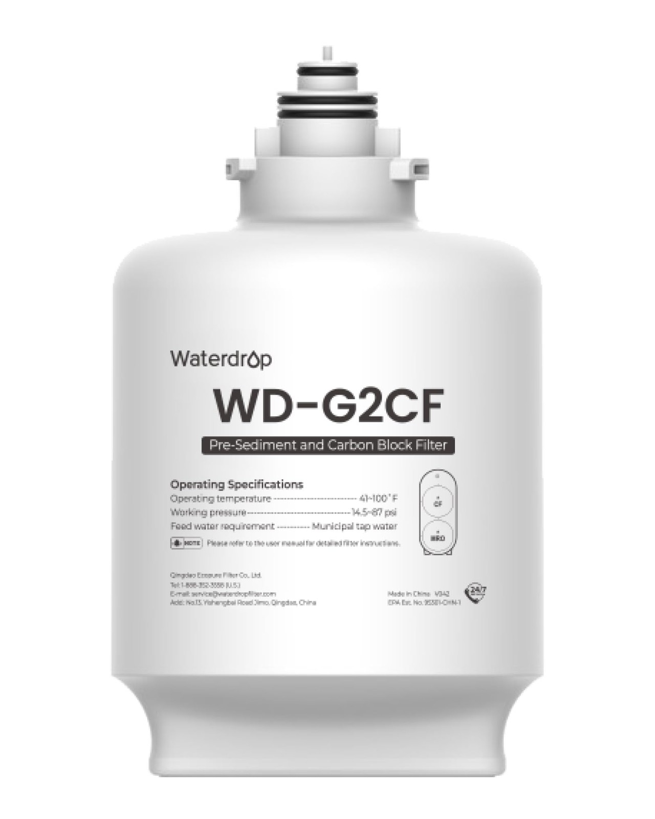 Waterdrop G2CF Filter Replacement for G2 & G2P600 & G2MNR Reverse Osmosis System