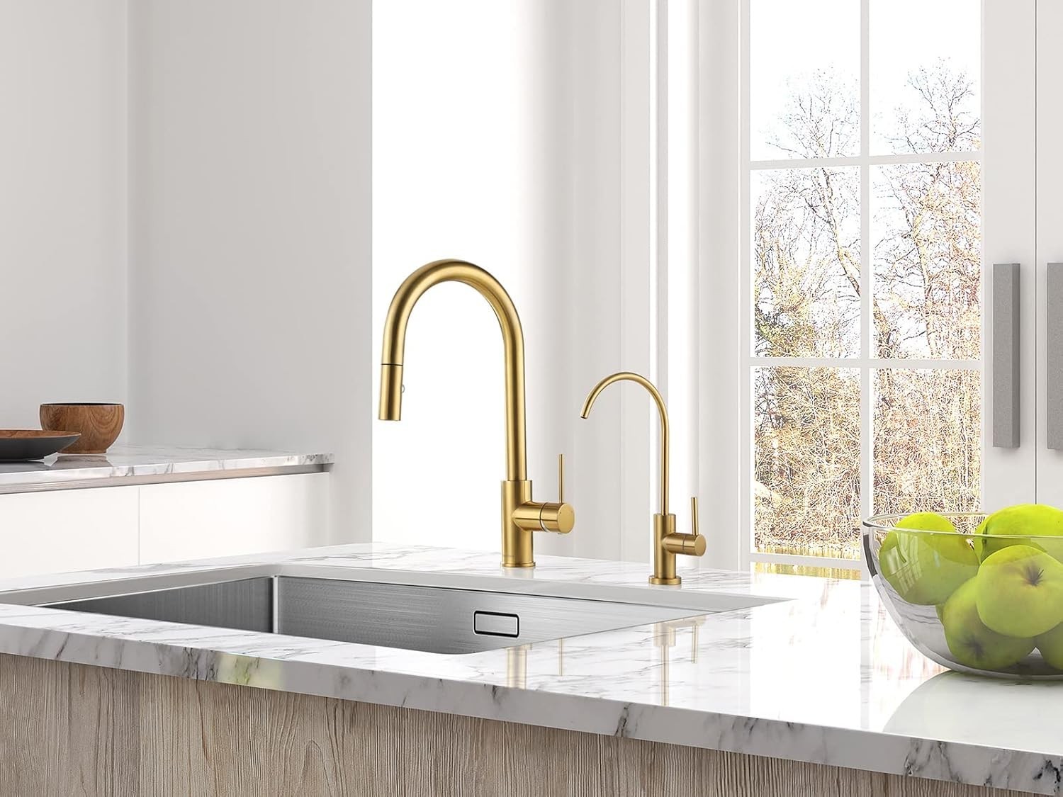 Elegant Brushed Gold Stainless Steel Kitchen Water Filter Faucet for RO Systems