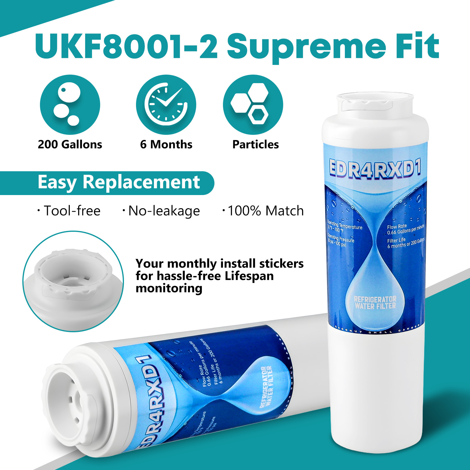 6 Pack Refrigerator Water Filter Fits Maytag UKF8001 UKF9001 4396395