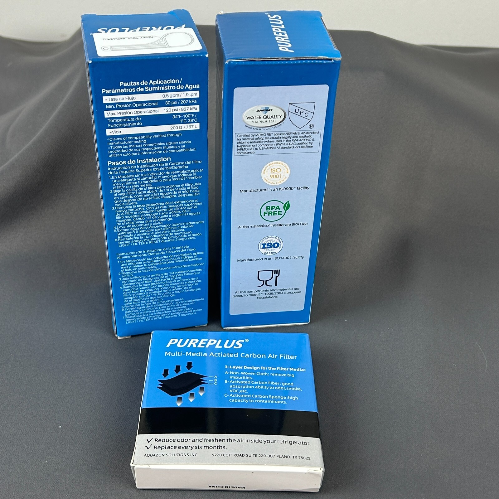 PurePlus RWF4700AC Water Filter 2 Pack And AF004 Carbon Air Filter 3 Pack