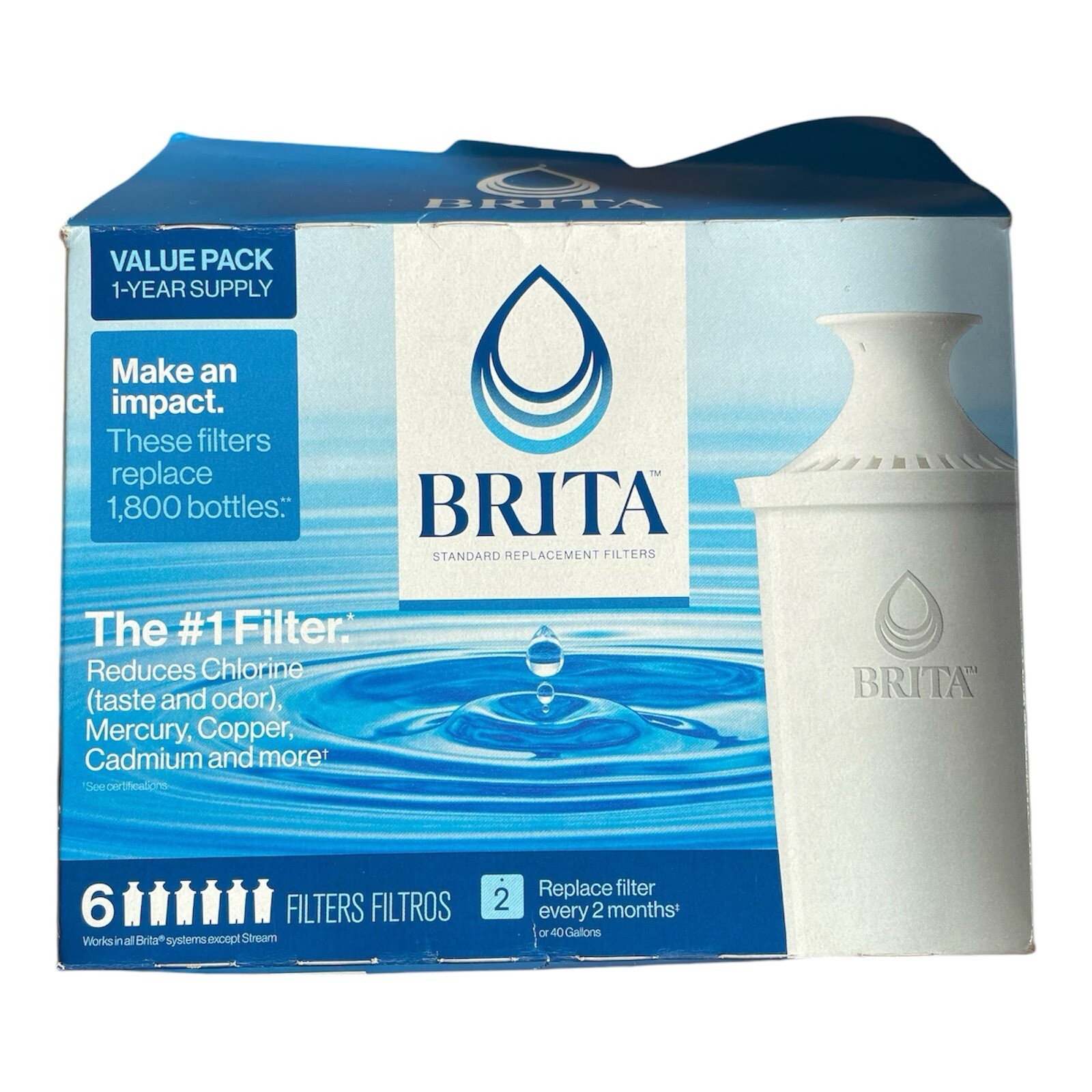 Genuine BRITA Standard Pitcher Replacement Filters 5 Filters Model #OB03 Sealed