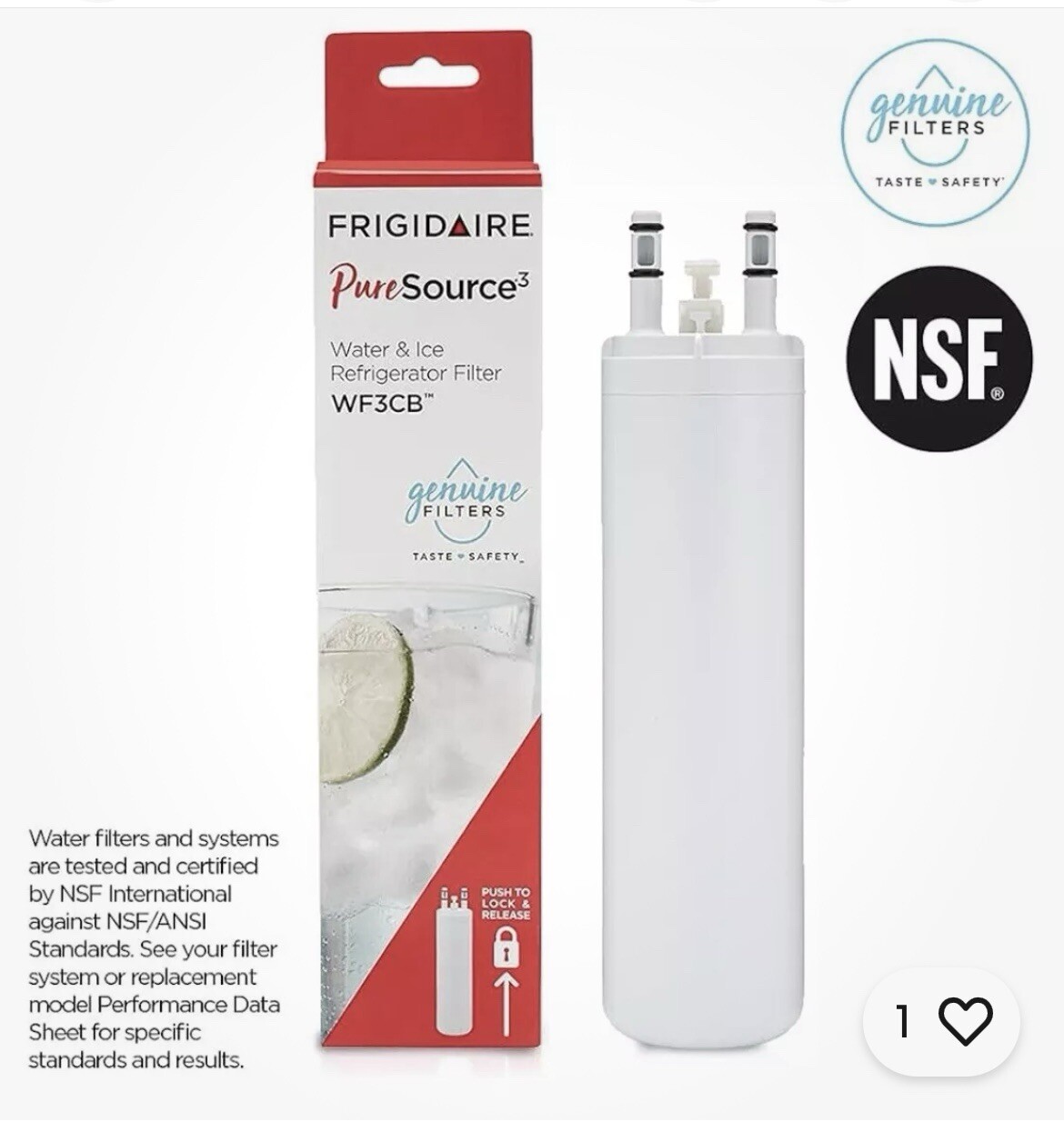 Frigidaire WF3CB Water Filter for Frigidaire Refrigerator – White
