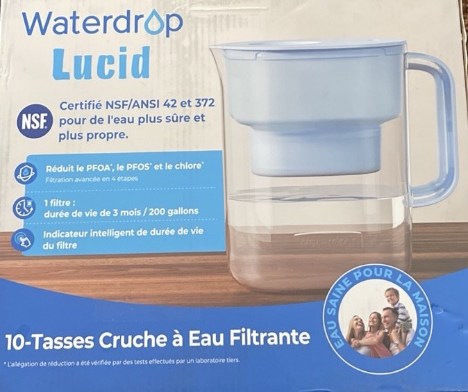 Waterdrop 10-Cup Water Filtration Pitcher, WD-PT-07B. 200 Gallons, BPA Free. OB