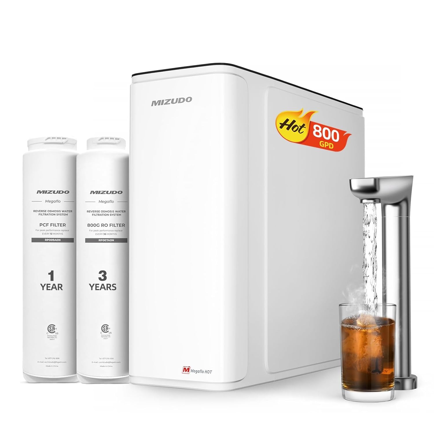 Used- 800GPD Reverse Osmosis System Instant Hot Water Dispenser 10-Stages 2-in-1