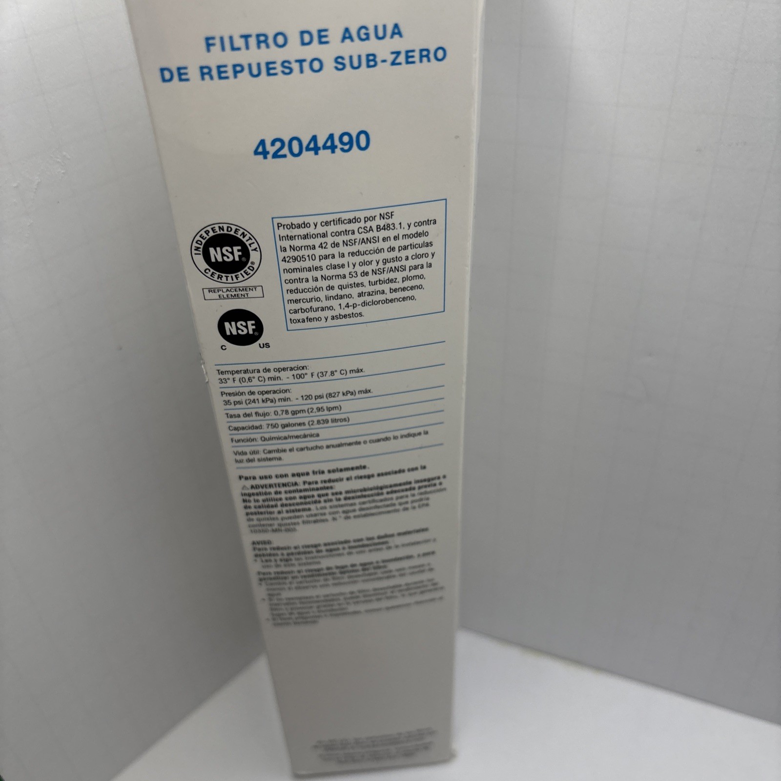 Sub-Zero Water Filter 4204490 Replacement Cartridge