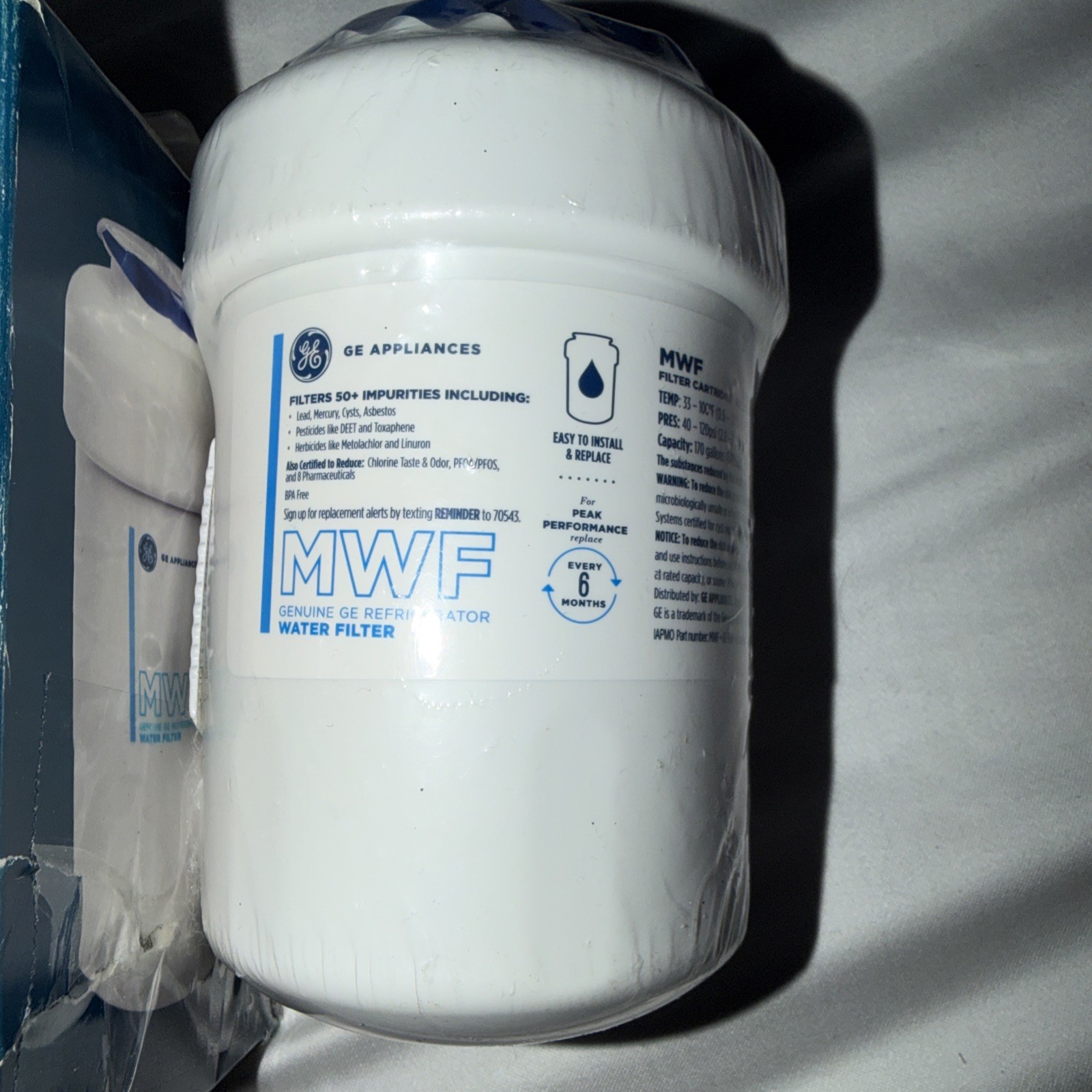 2 New Genuine GE Appliances MWF Replacement Refrigerator Water Filter Sealed