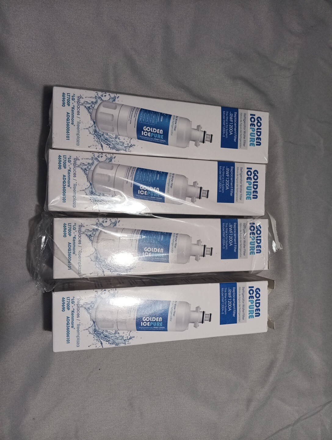 4 Pack of Golden Icepure RWF1200A Water Filters One Box Opened See Description