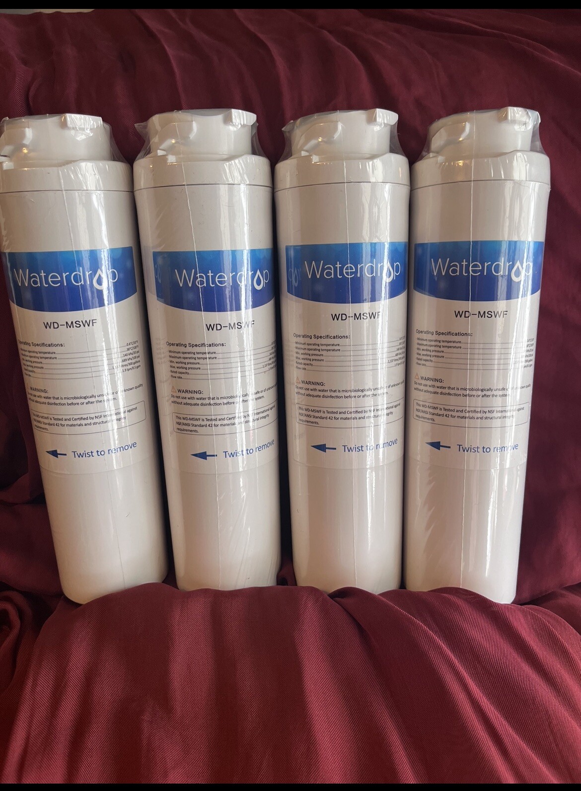NEW – 4 Pack Waterdrop Replacement Refrigerator Water Filter WD-MSWF