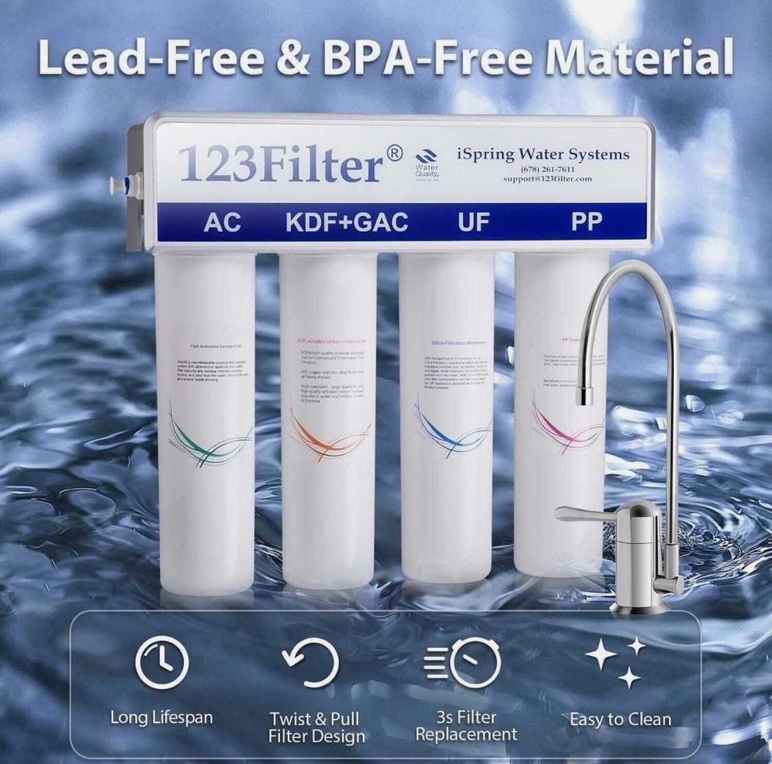 4 Stage Whole House Ultra filtration 0.01 Micron UF Drinking Water Filter System