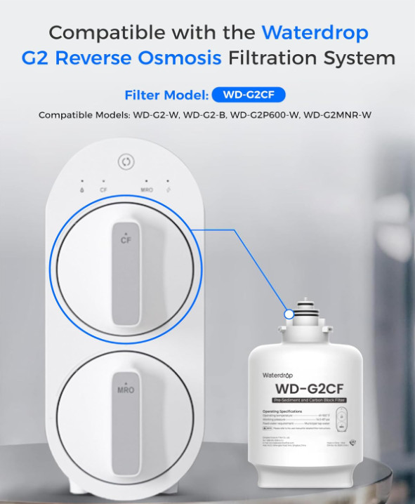 WD-G2CF Replacement Filter for WD-G2 Series RO System, 12-Month Lifetime
