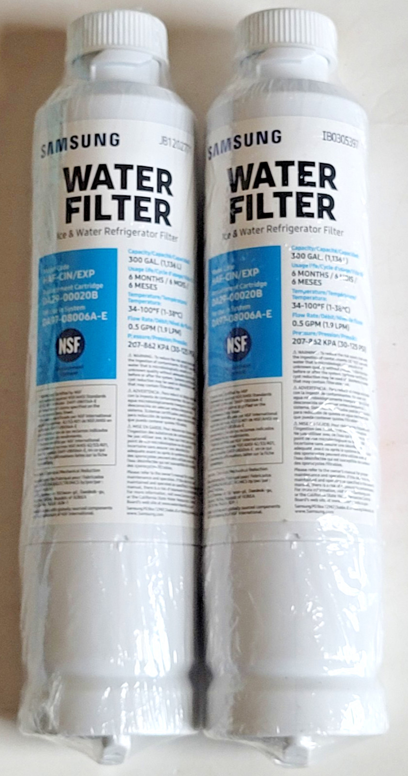 Samsung DA29-00020B HAF-CIN/EXP Refrigerator Water Filter Cartridge 2 Pack