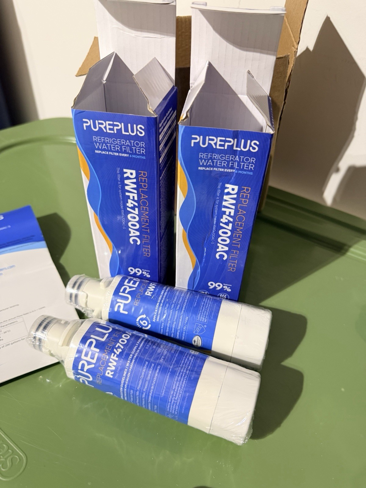 2pk Pureplus RWF4700AC Refrigerator Water Filters & 3pk AF004 Air Filters