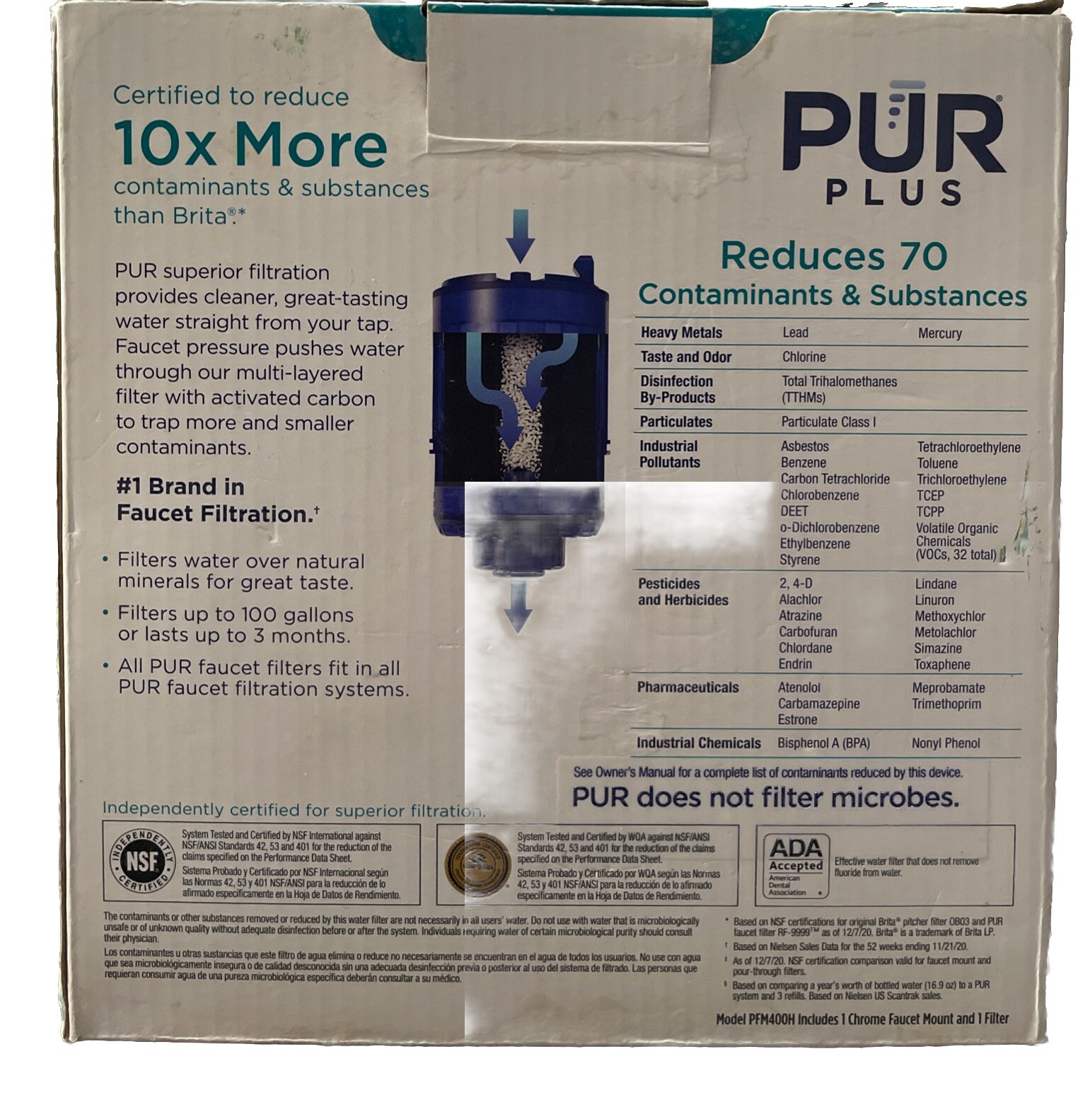 PUR Plus Chrome Faucet Filtration System Horizontal Mineral Core Water Filter