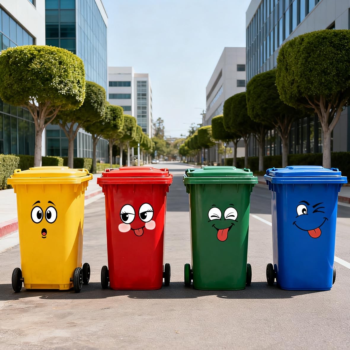 4 Pcs Funny Trash Garbage Can Stickers-Cute Toilet Lid Decal,Adhesive Cartoon…