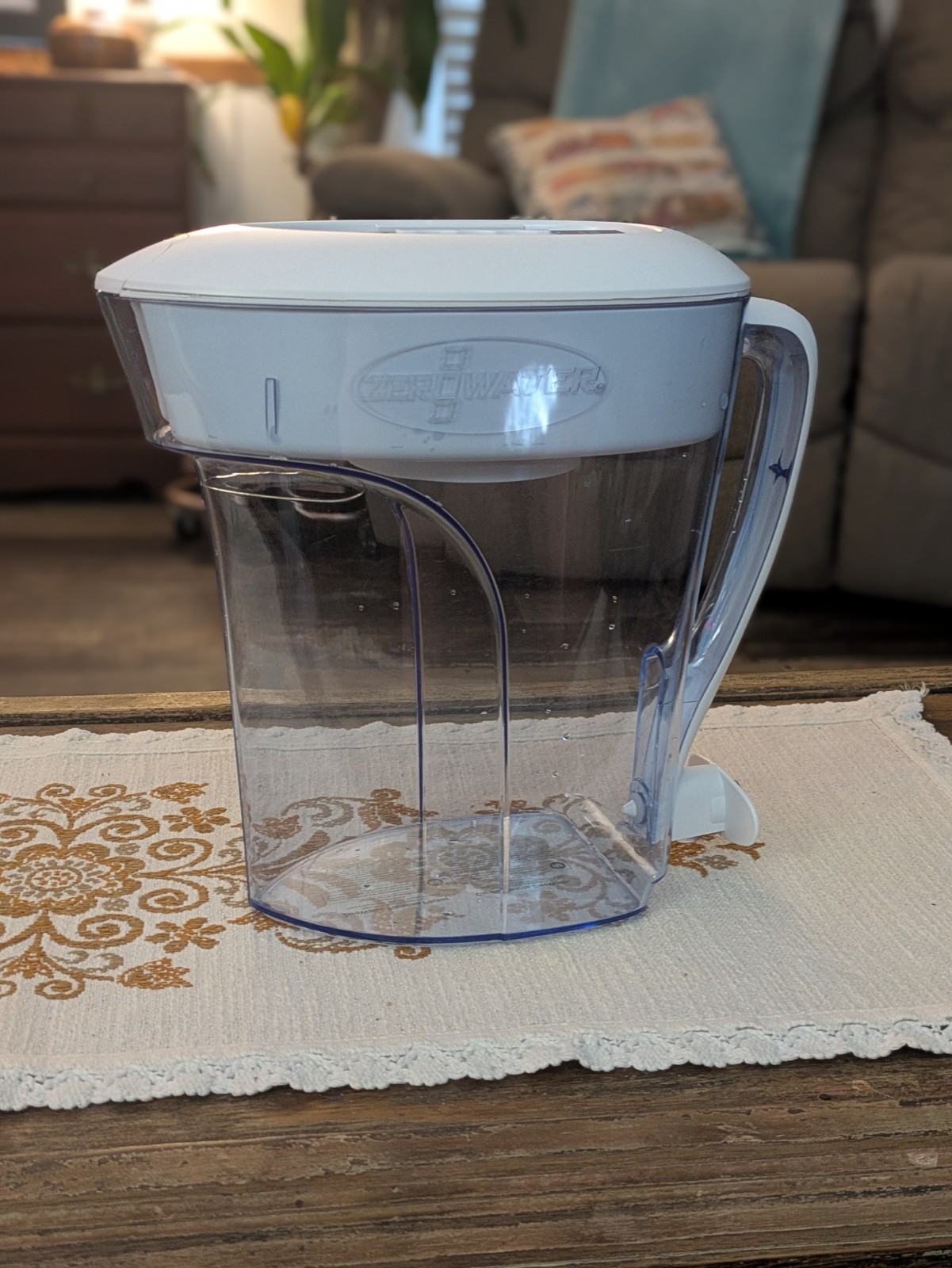 ZERO Water Filtration Pitcher w/ TDS Tester, Clear Blue White, Handle, Pour