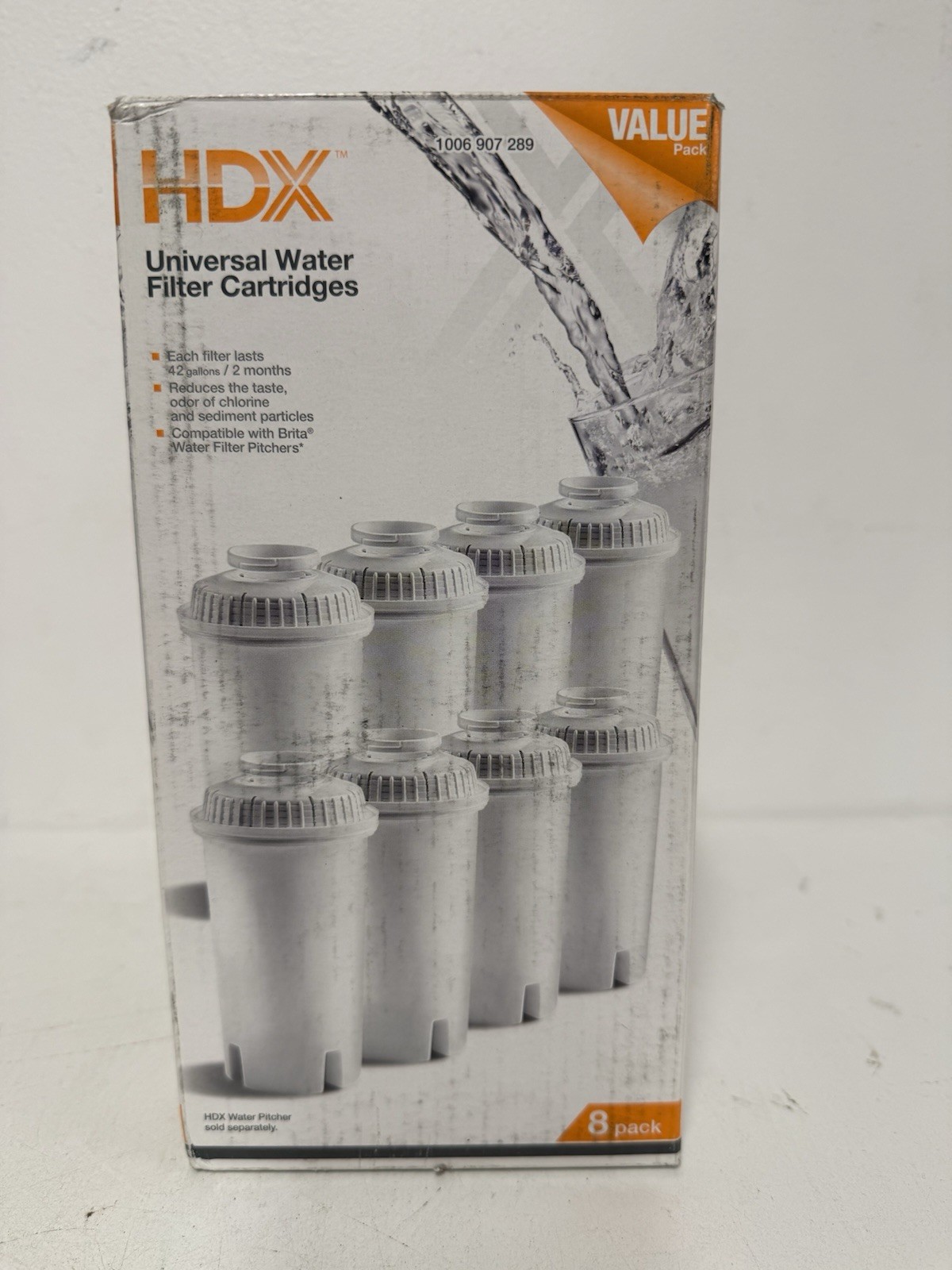 8-Pack HDX F003 Universal Water Filter Cartridges -Compatible W/ Brita Pitchers