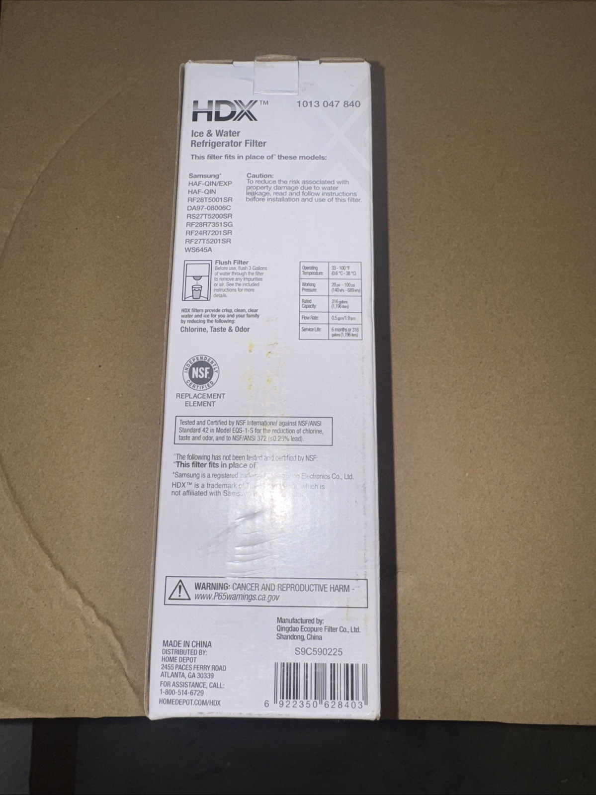 HDX EQS-1-S Standard Refrigerator Water Filters For Samsung HAF-QIN