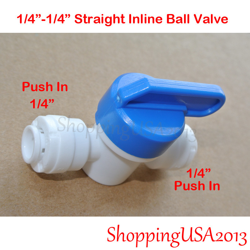 2 Pcs 1/4″-1/4 Inline Straight Ball Valve Push In Quick Connect RO Water Filter