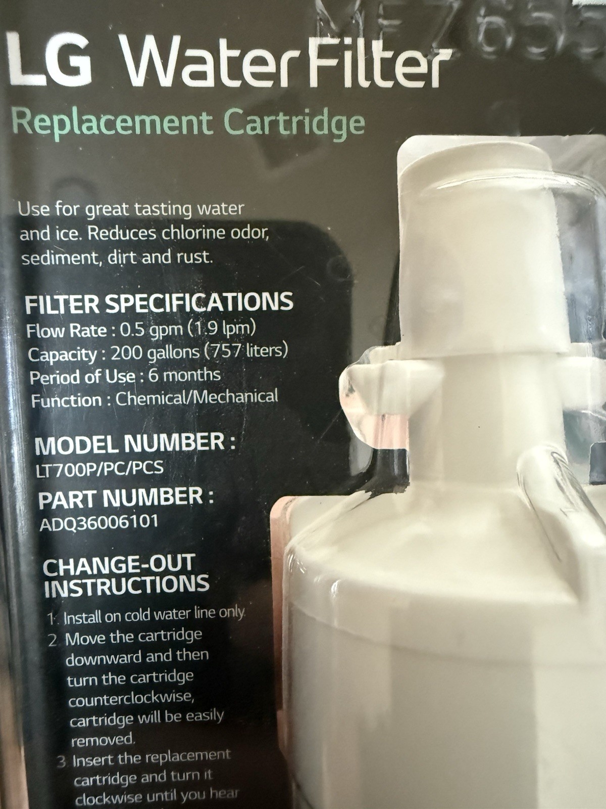 LG LT700P Refrigerator Water Filter Replacement ADQ36006101 Sealed