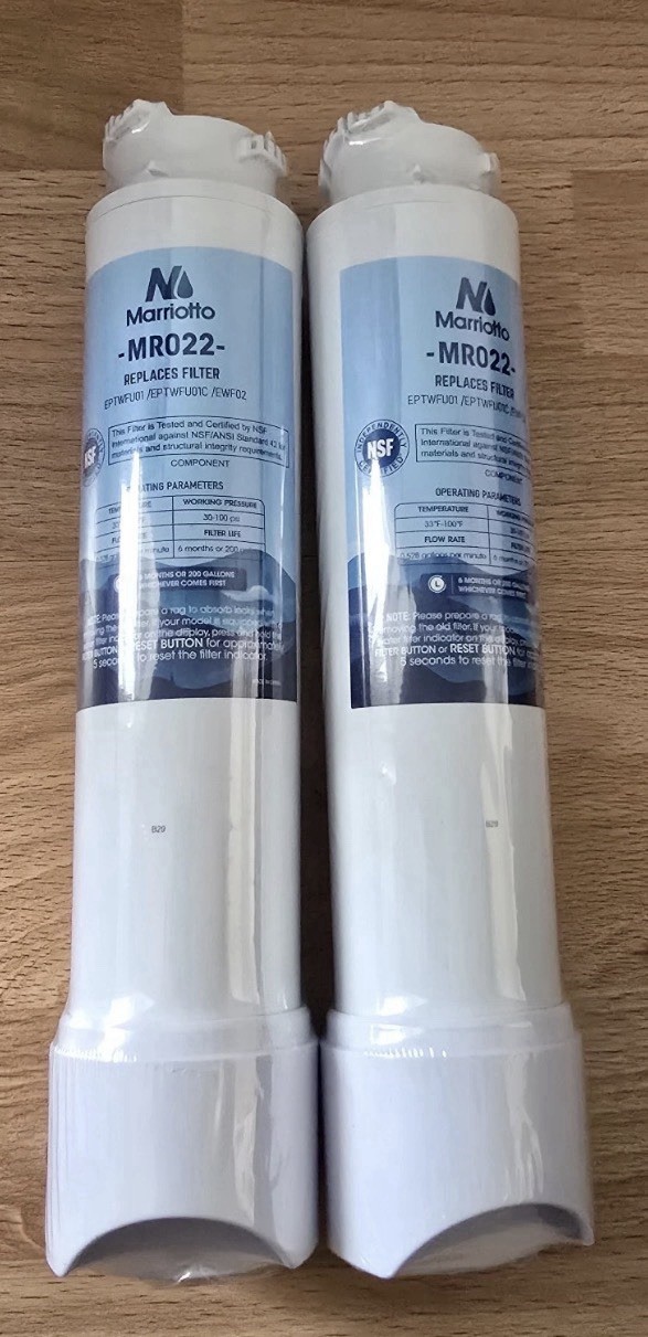 (2) Marriotto MR022 Refrigerator Water Filter Replacement. Sealed Open Box