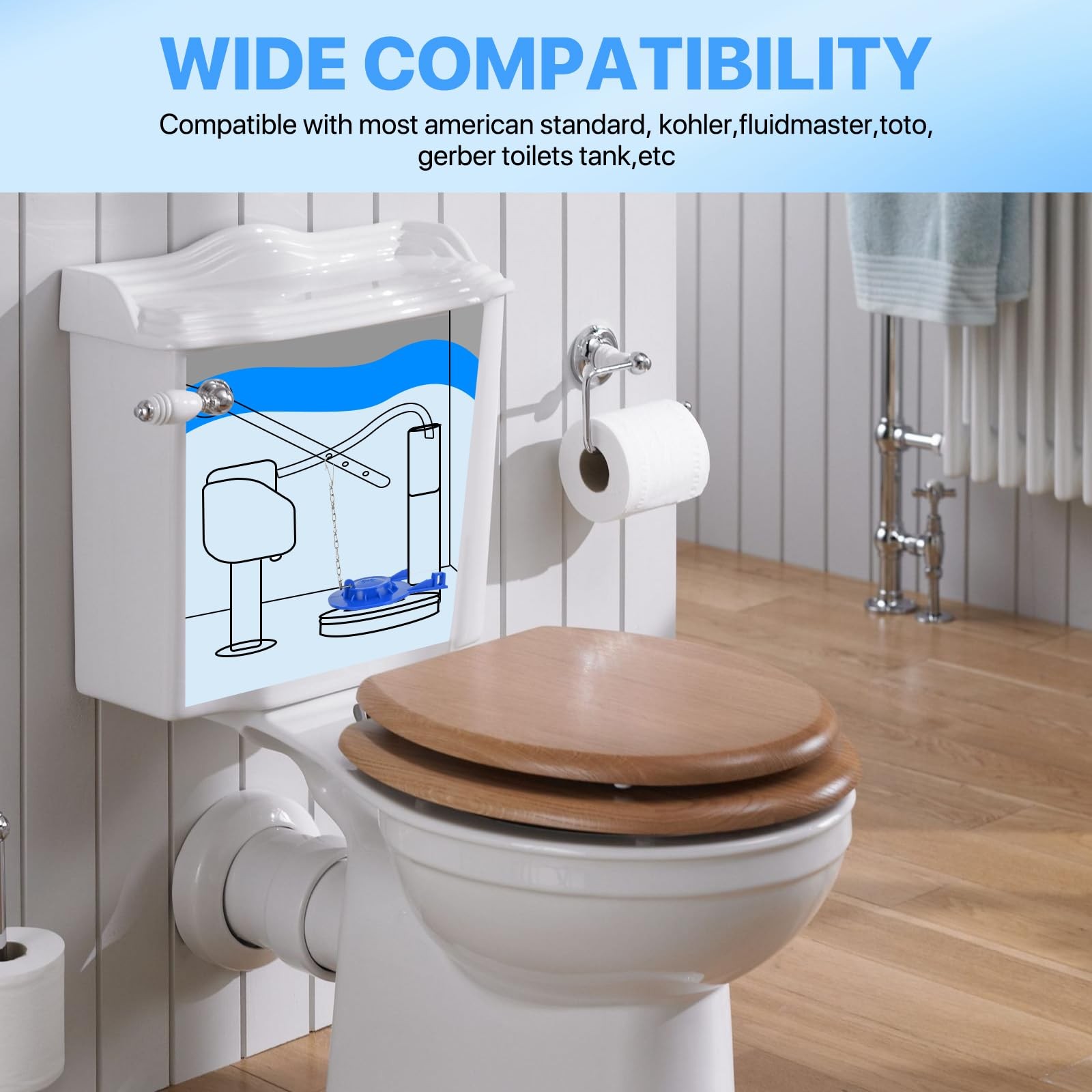 Universal Toilet Flapper Replacement Kit, 2 Inch Toilet Tank Flapper with Sta…