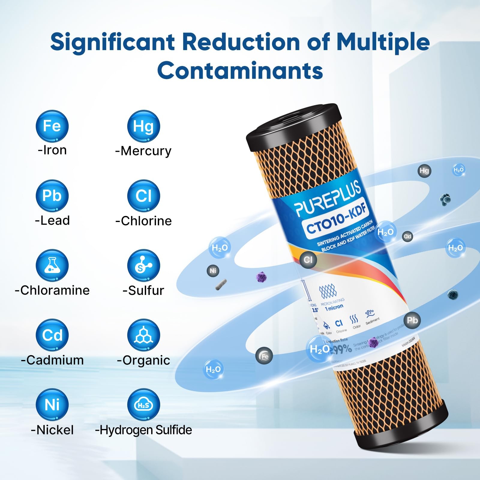 Whole House Water Filter CTO Carbon Replacement 10×2.5 Inch Heavy Metal Chlorine