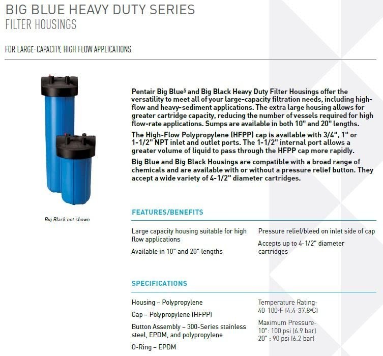 Reliable Water Filtration with Pentair Big Blue Housing
