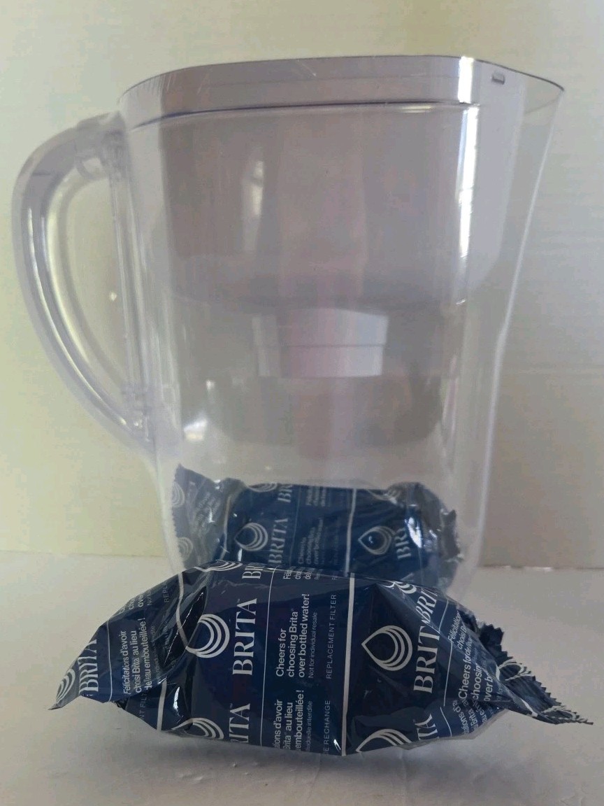 New Brita 6 Cup Metro Light Indicator Water Filtration Pitcher + 2 Elite Filters