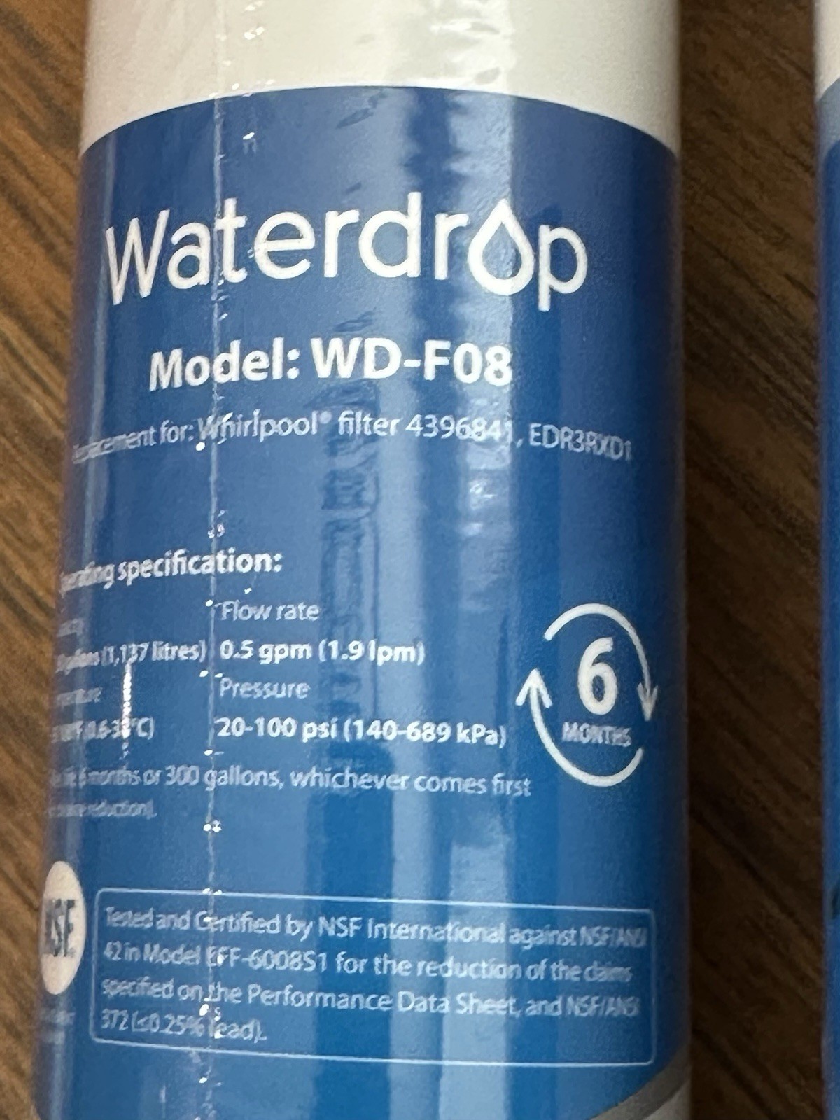 *Lot of 2* WaterDrop WD-F08 Replacement Refrigerator Water Filter New (Sealed)
