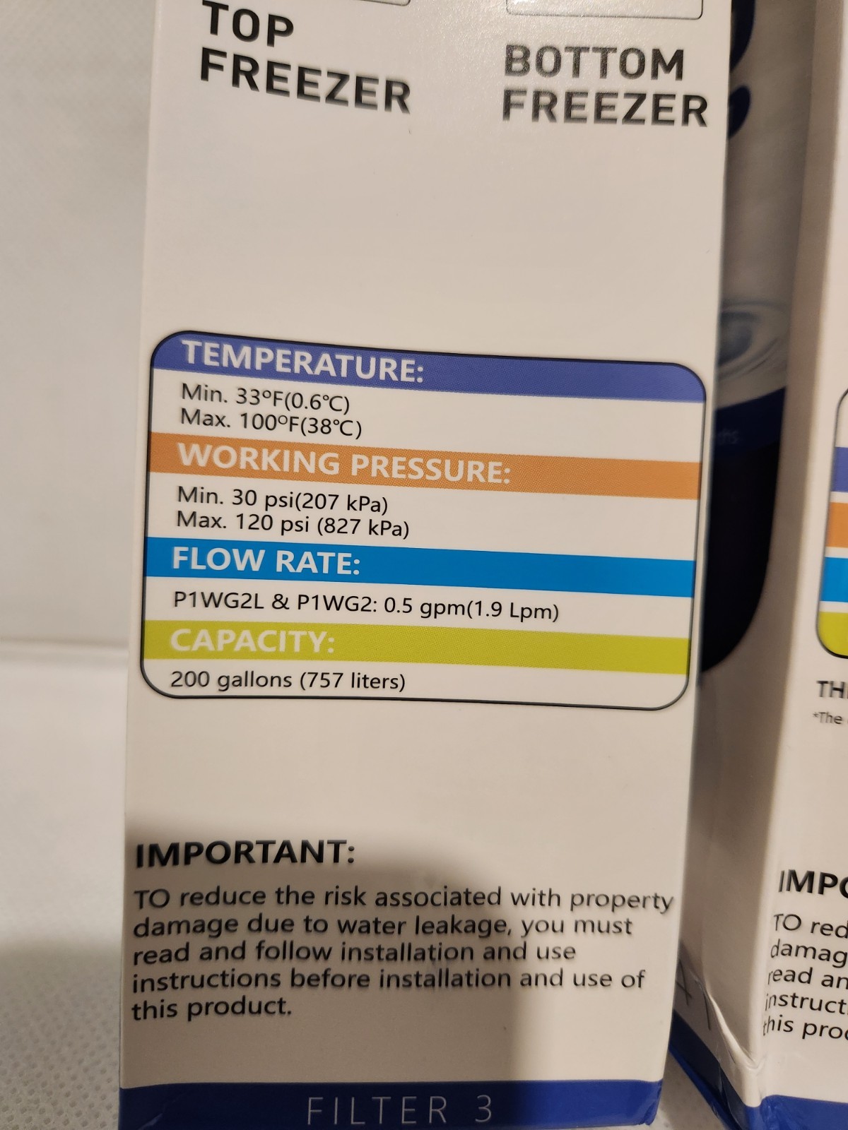 4x New Sealed Replacement Refrigerator Filter Model GP003 4396841 – Damaged Box