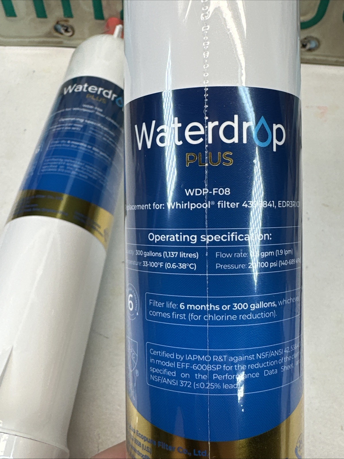 PACK LOT 2 – WaterDrop Water Filter Model WD-F08 Refrigerator Replacement Part