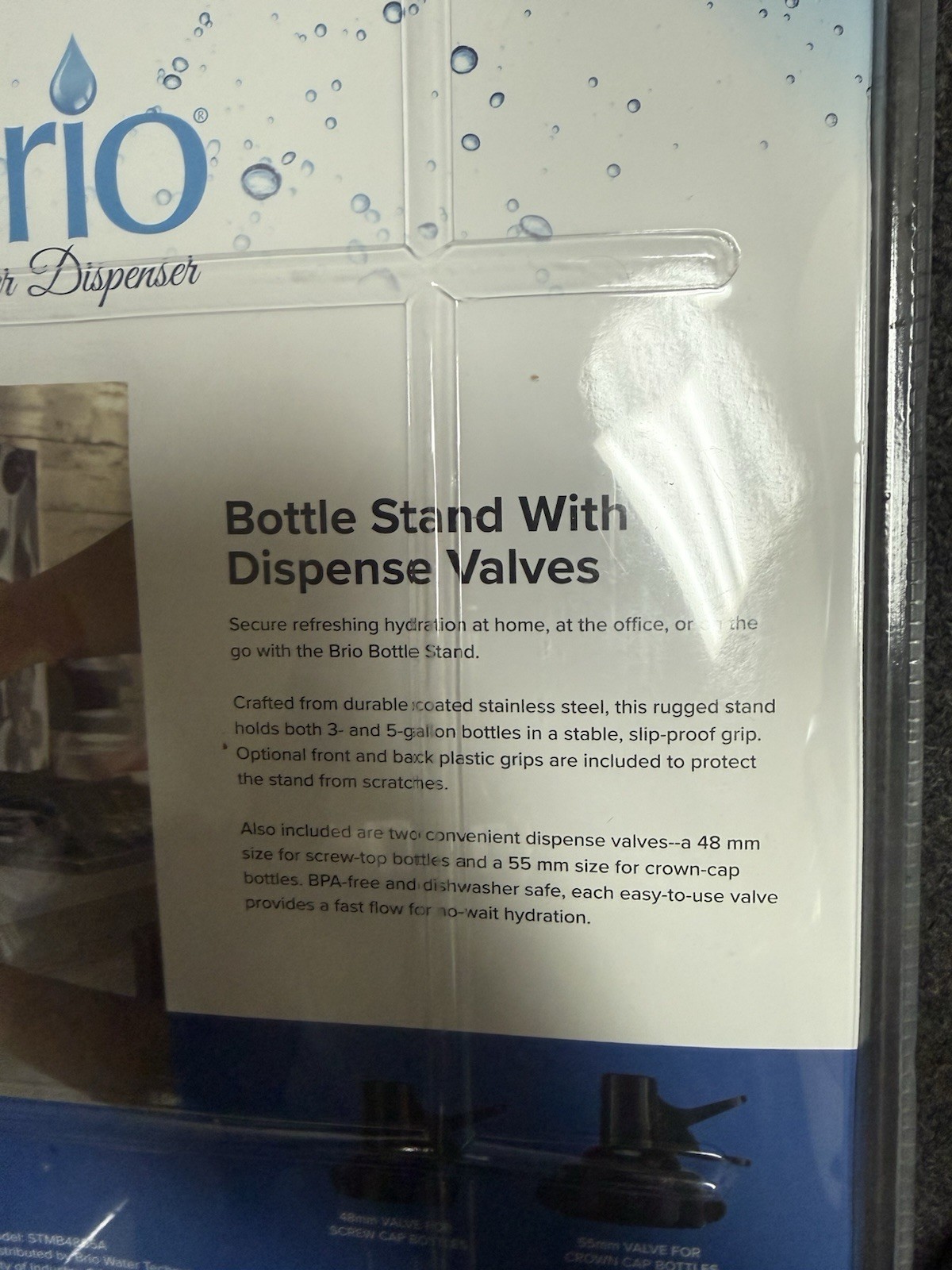 Brio Stainless Steel 3-5 Gallon Water Jug Stand and 2 Dispenser Valves, Black