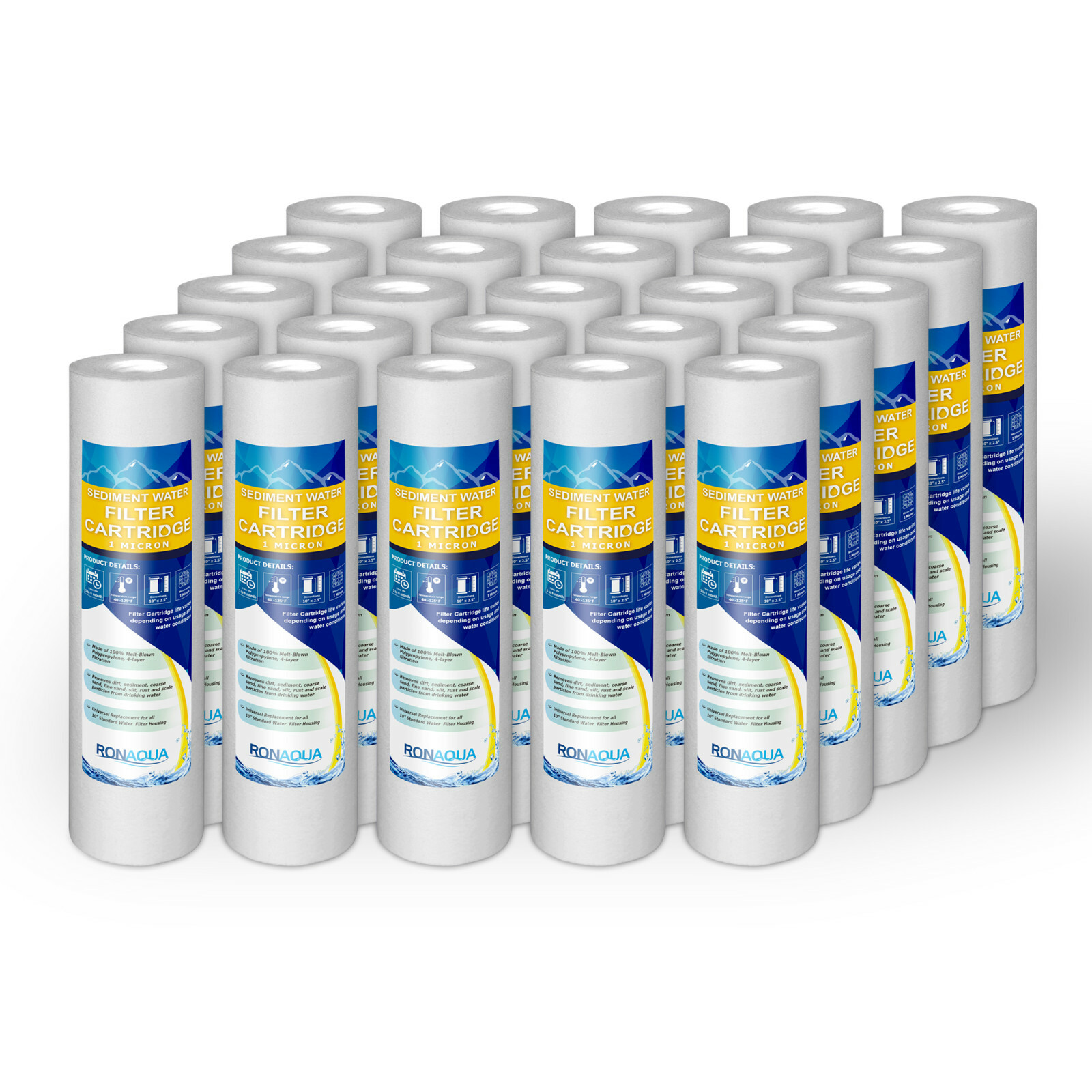 Sediment Water Filter Cartridge 1 Micron 10″x 2.5″, Four Layers of Filtration,