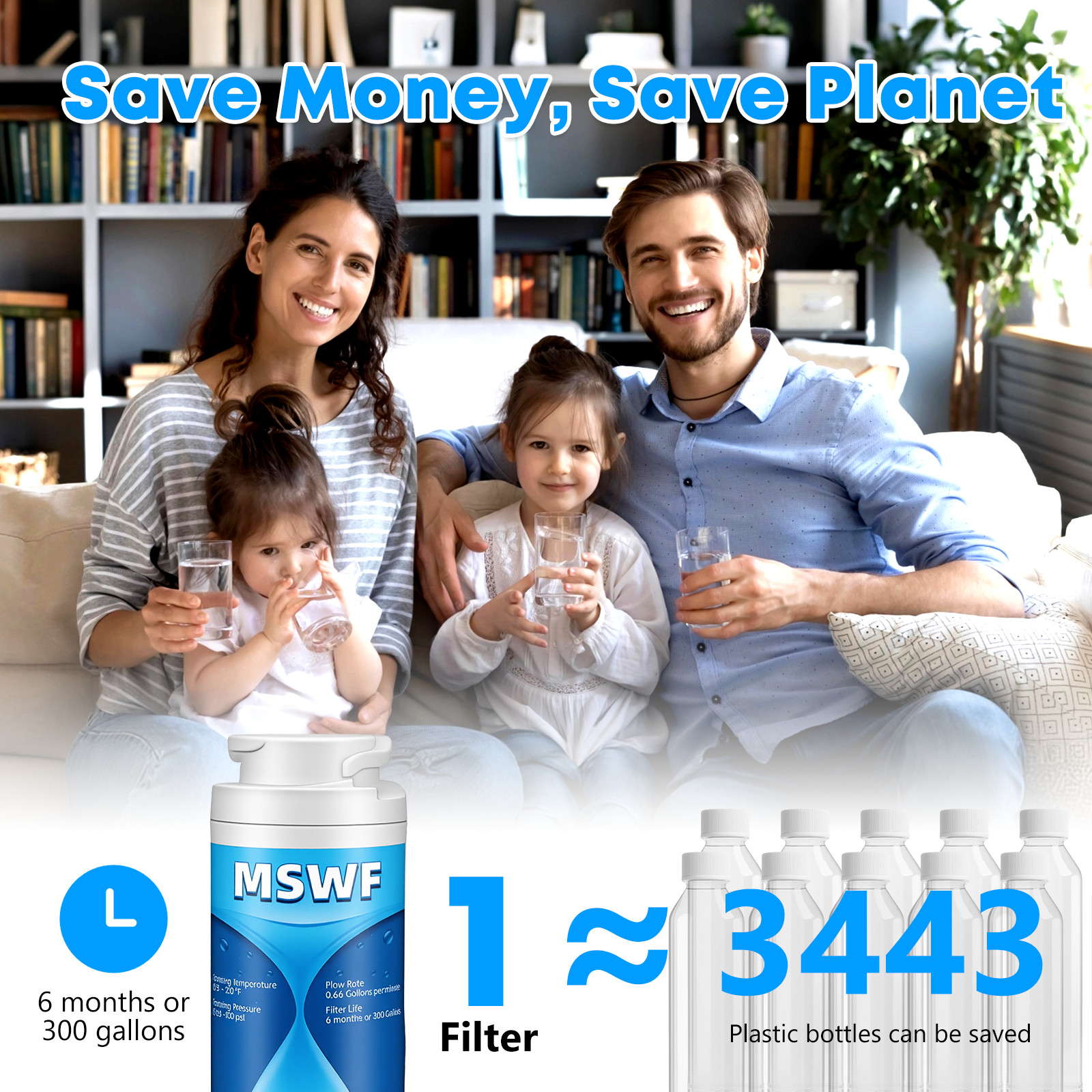 MSWF Refrigerator Water Filter Replacement for GE 101820/A, 101820A, 101821-B