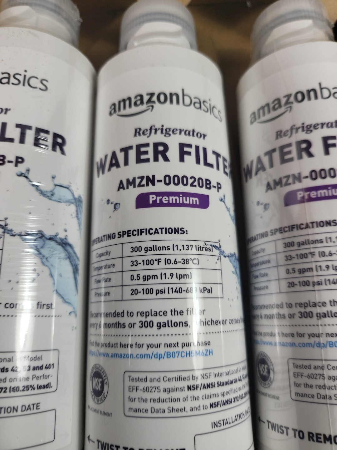 Amazon Basics For Samsung AMZN-00020B-P Fridge Water Filter, 3-Pack NEW. 21