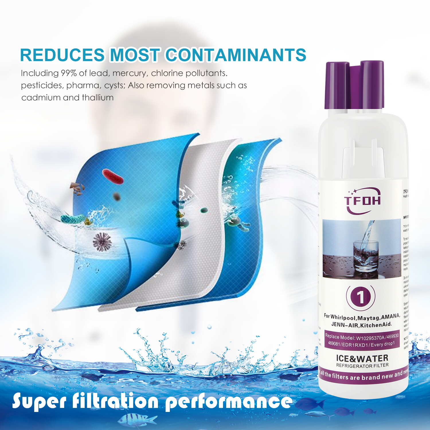 For Refriger²ator Ice Replacement For W10295²370A EDR1²RXD1 Filter 1 9081（4PACK）