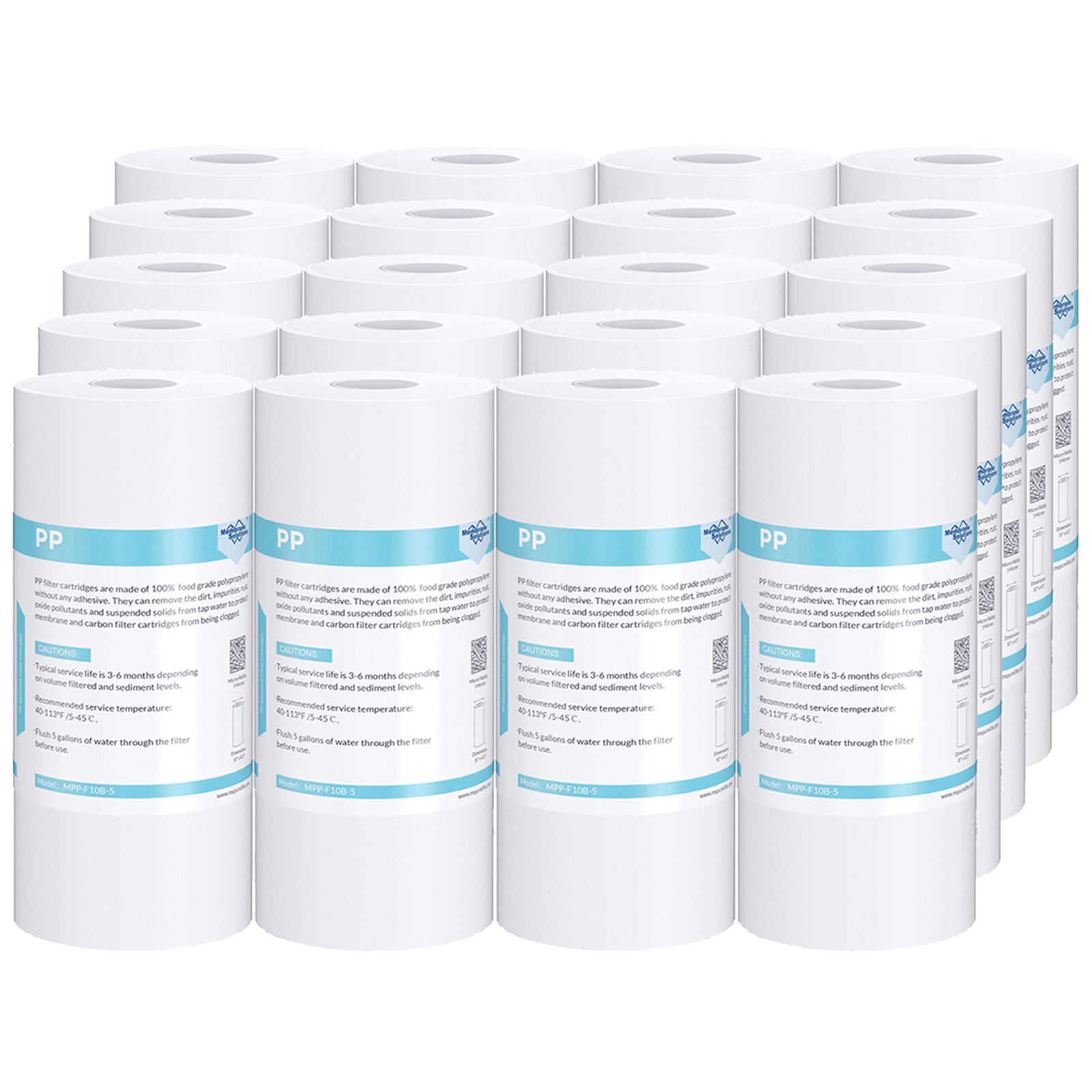 20 Pack 10″x4.5″ 5 Micron Whole House RO Sediment Water Filter Big Blue Replace