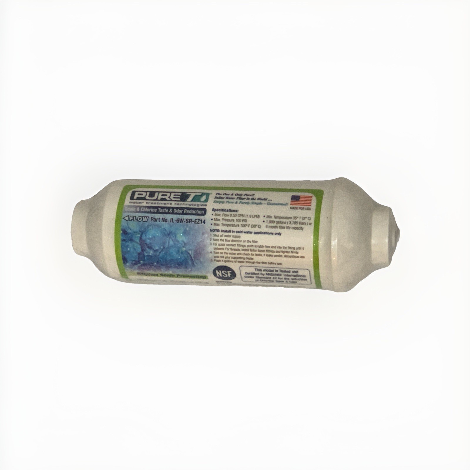 PureT IL-6W-C-EZ38, 6″x2″ (3/8″ EZ Connect) Inline Post GAC Carbon Filter -…